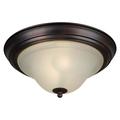 Forte Two Light Antique Bronze Shaded Umber Glass Bowl Flush Mount 20026-02-32